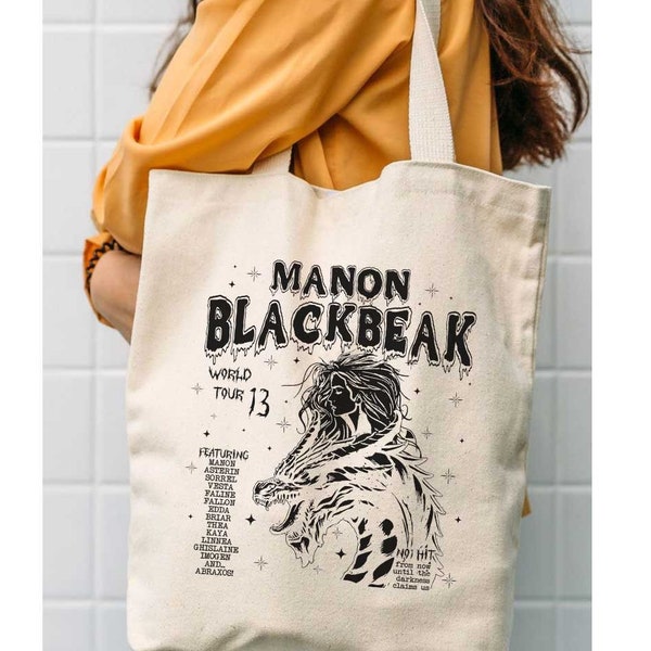 Manon Blackbeak, Throne of Glass Tote Bag, Sarah J Maas merch, throne of glass merch, Acotar Tote Bag, bookish, Crescent City, licensed sjm