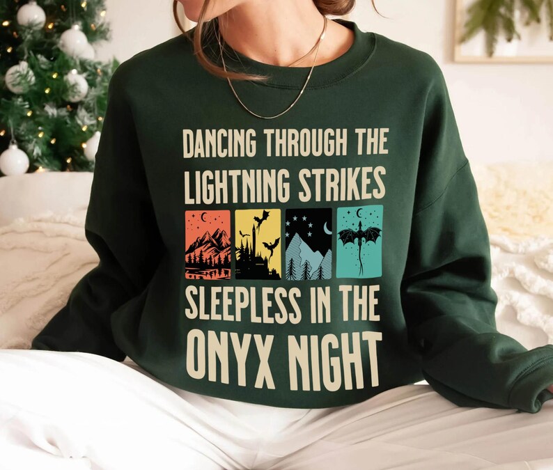 Onyx Storm Sweatshirt, Dancing Through The Lightning Strikes, Fourth Wing Shirt, Dragon Lover Gift, Fly Or Die image 6