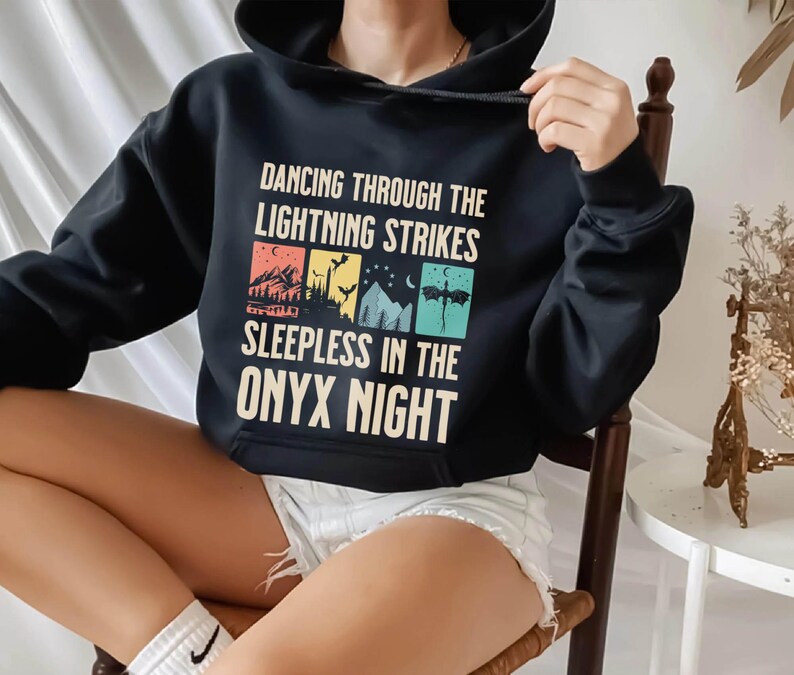 Onyx Storm Sweatshirt, Dancing Through The Lightning Strikes, Fourth Wing Shirt, Dragon Lover Gift, Fly Or Die image 8