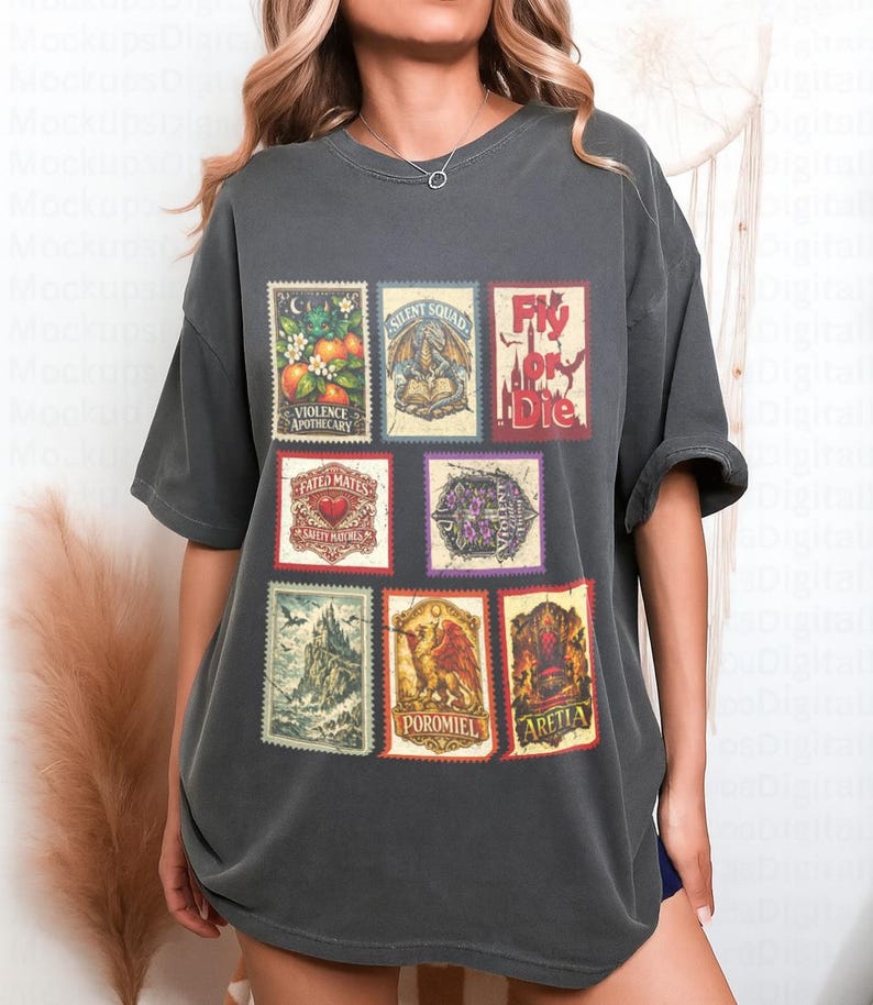 Fourth Wing Comfort Colors T-Shirt, Dragon Rider Stamp Tee, Onyx Storm shirt image 7