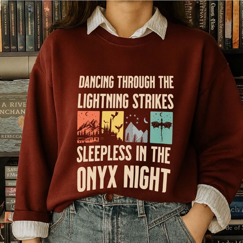 Onyx Storm Sweatshirt, Dancing Through The Lightning Strikes, Fourth Wing Shirt, Dragon Lover Gift, Fly Or Die image 10