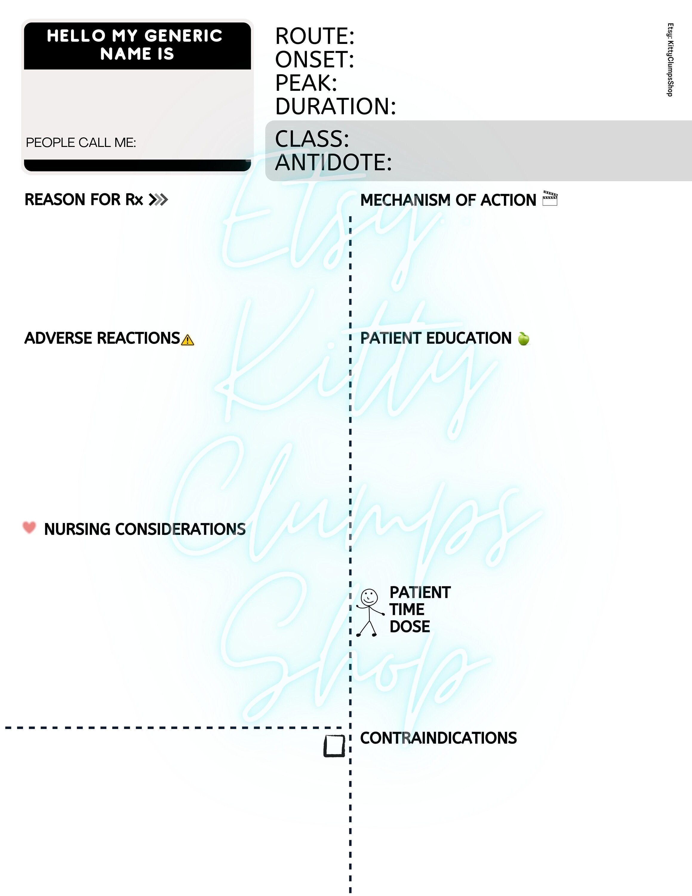 Digital Download Pharmacology Template for Patient Medication Etsy
