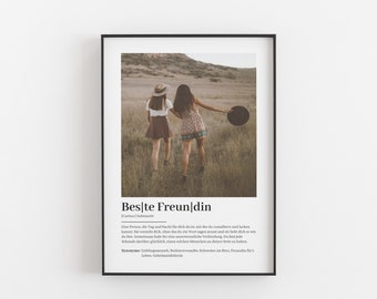 Beste Freundin Definition Poster • Fotogeschenk, Freundinnen Geschenk Foto, Geschenk für beste Freundin zum Geburtstag oder Dank