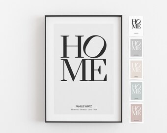 Poster Home mit Name personalisiert • Zuhause Familienposter • Geschenk zum Einzug, Richtfest, Hausbau, Richtfest