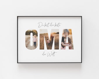 Bilder Collage Poster Oma • Fotocollage als Geschenk für Oma zum Geburtstag und Weihnachten