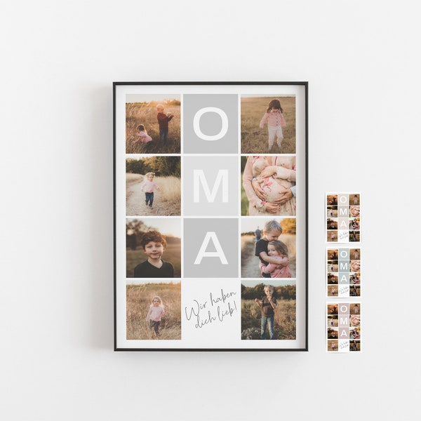 Fotocollage Oma • Bilder Collage Geschenk für Oma zum Geburtstag, Weihnachten oder Dank