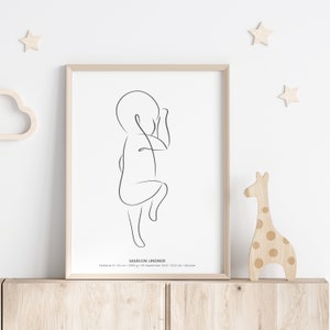 Geburtsposter im Maßstab 1:1 Baby 50x70cm Poster Geburtsdaten Namen personalisiertes Geschenk zur Geburt für Eltern, Baby, Mama und Papa Bild 6