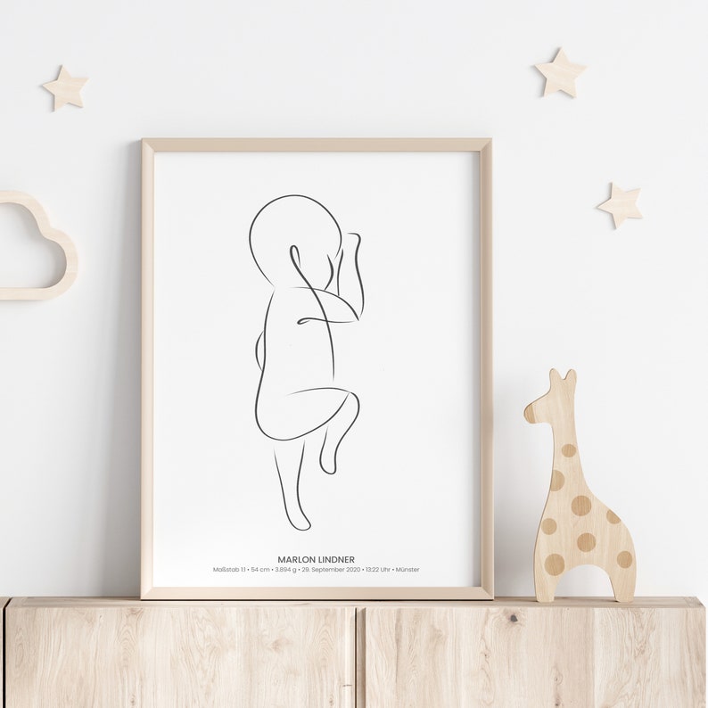 Geburtsposter im Maßstab 1:1 Baby 50x70cm Poster Geburtsdaten Namen personalisiertes Geschenk zur Geburt für Eltern, Baby, Mama und Papa Bild 6