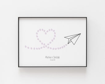 Fingerabdruck Bild • Gästeposter, Gästebuch Hochzeit Alternative • Geschenk zur Hochzeit, Taufe, Kommunion, Konfirmation, Brautpaar, Ehepaar