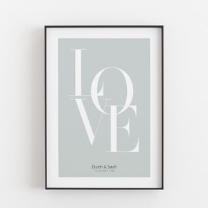 Love Poster personalisiert mit Namen, Datum, Koordinaten Hochzeit Poster als Geschenk zur Hochzeit, Jahrestag, Hochzeitstag Bild 10