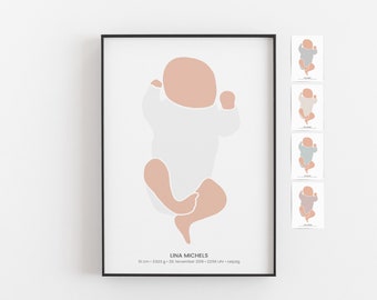 Geburtposter Baby • Poster Geburtsdaten Namen • personalisiertes Geschenk zur Geburt für Eltern, Baby, Mama und Papa