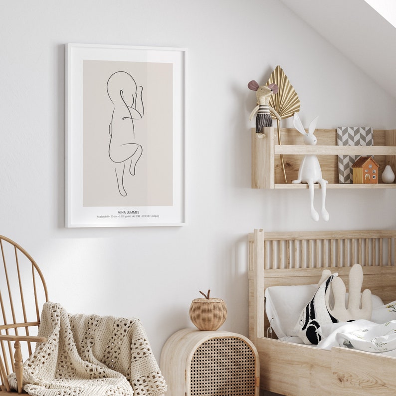 Geburtsposter im Maßstab 1:1 Baby 50x70cm Poster Geburtsdaten Namen personalisiertes Geschenk zur Geburt für Eltern, Baby, Mama und Papa Bild 8