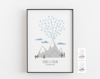 Fingerabdruck Bild • Gästeposter, Gästebuch Hochzeit Alternative • Geschenk zur Hochzeit, Taufe, Kommunion, Konfirmation, Brautpaar, Ehepaar