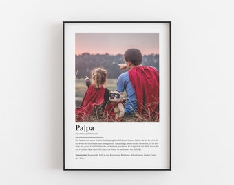 Papa Definition Poster mit Foto • Fotogeschenk, Vatertagsgeschenk, Geschenk für Vater zum Geburtstag, Weihnachten