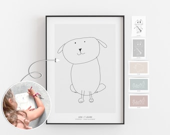 Kinderkunst Poster • Poster Kinder Kunst mit der Kinderzeichnung deines Lieblings als personalisiertes Geschenk und Kinderzimmer Deko