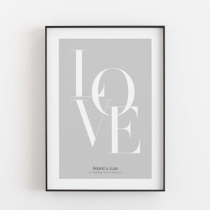 Love Poster mit Namen Liebe Poster, Neuheit, Personalisiertes Poster Personalisiertes Poster Größe: Digitaler Download Farbe: Polish Grey famprints