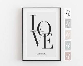 Love Poster personalisiert mit Namen, Datum, Koordinaten • Hochzeit Poster als Geschenk zur Hochzeit, Jahrestag, Hochzeitstag