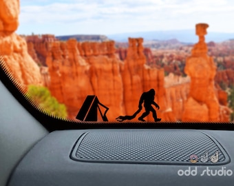 Bigfoot Dragging Person Decal, Bigfoot Decal, Sasquatch Decal, Tent Decal, Easter Egg