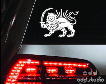 Lion and Sun Decal, Shir o Khorshid, Safavid Decal, Women Life Freedom Decal, Zan Zendegi Azadi Sticker, Lion and Sun, Persian Lion and Sun