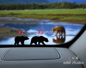Mini Silhouette Bear Car Decals - Nature-Inspired Adventure for Your Ride! Outdoor Decal, Bear Lover Sticker, Camping Enthusiast Gift