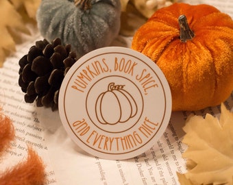 Pumpkin Book Spice Waterproof Sticker Fall Sticker Gift for Book Lovers Gift for Readers Pumpkin Spice Sticker Spicy Book Sticker