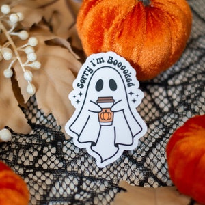 I&#39;m Boooked Ghost Waterproof Sticker Ghost Sticker Fall Sticker Gift for Book Lovers Gift for Readers Book Sticker Halloween Sticker