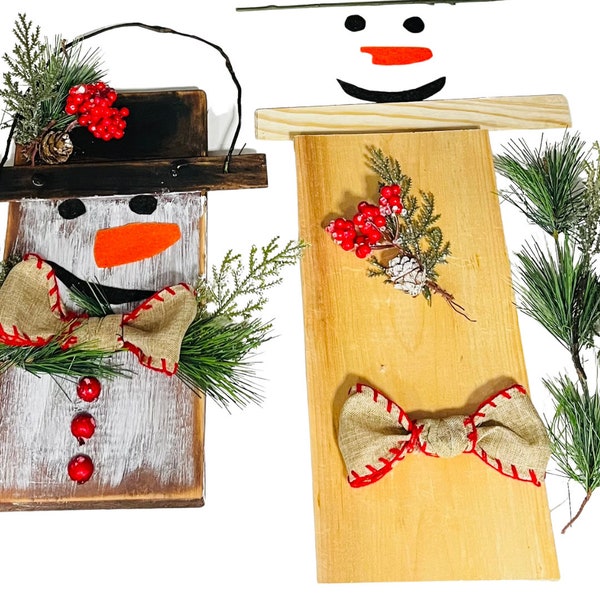 DIY Snowman Natural Wood Kit, Christmas Craft Kit, Christmas Snowman Gift, Wall Art Craft Kit, Adult Family Kids Christmas Snowman Craft Kit
