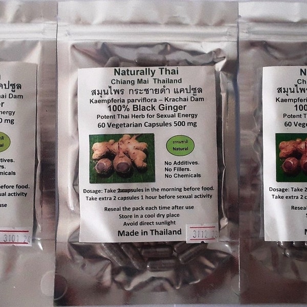 Thai Back Gingembre 180 gélules de 500 mg - Kaempferia parviflora - Marque Naturally Thai