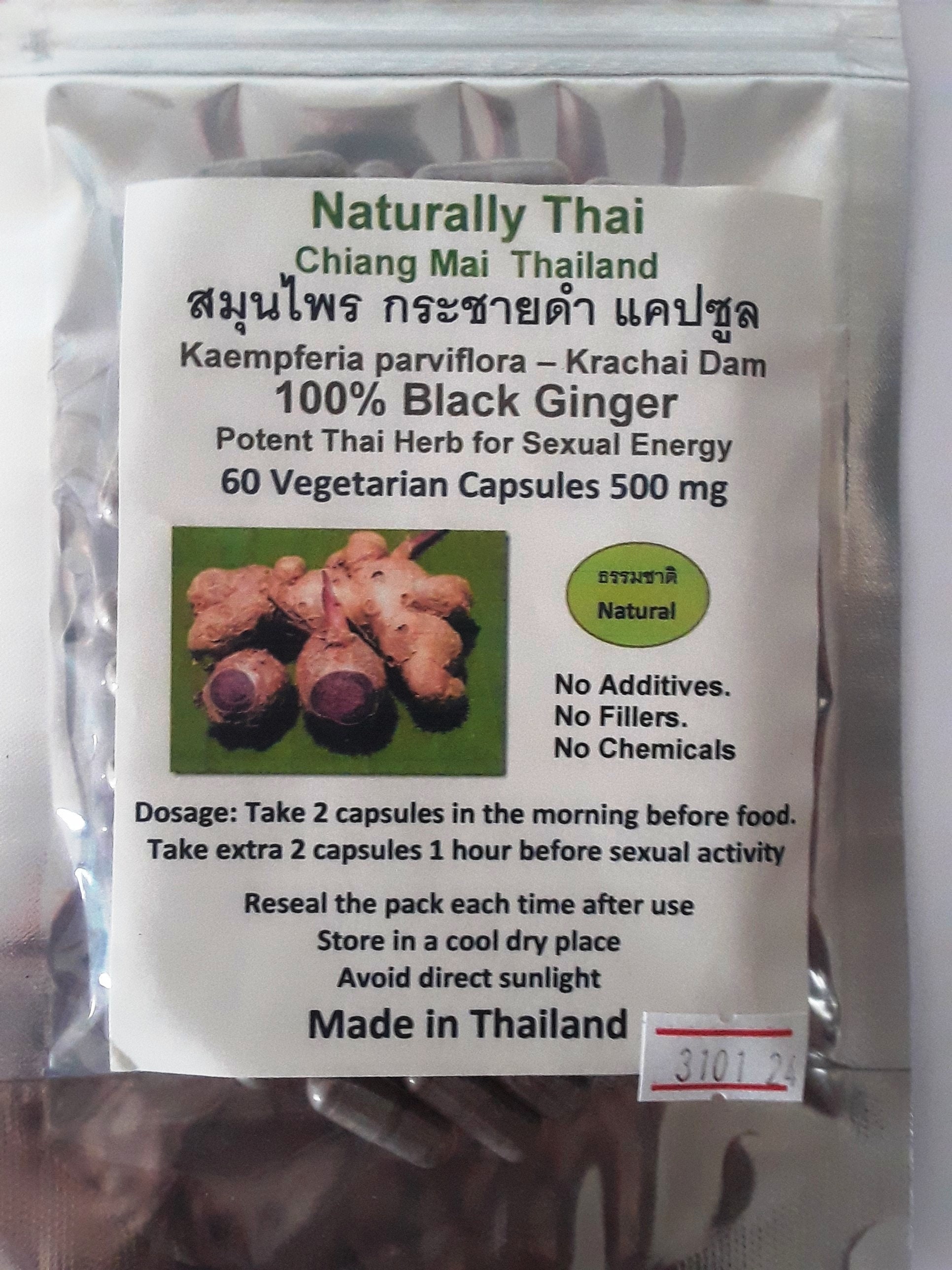 Thai Black Ginger 60x 500mg Capsules Krachai Dam Kaempferia Etsy
