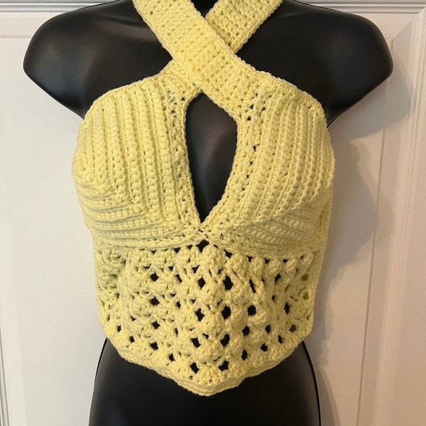 Crochet Handmade Criss Cross Bralette/Halter Top