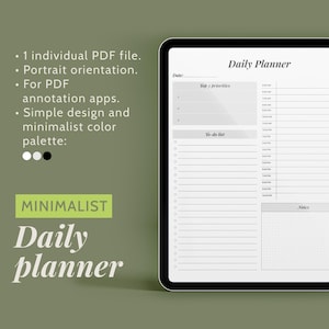 Minimalist Daily Digital Planner: Time Blocking PDF Template (GoodNotes, Notability)