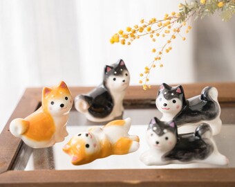 Japanese Cute Shiba Inu Dogs Figurine, Procelain Shiba Desktop Ornament, Shiba Inu Statue, Shiba Inu Decor, Shiba Inu Gift,Buy 2 Get 10% Off