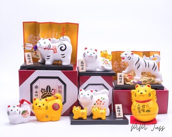 Japanese Cute Tiger Figurine Desk Ornament, Car Ornament, Room Home And Office Decor