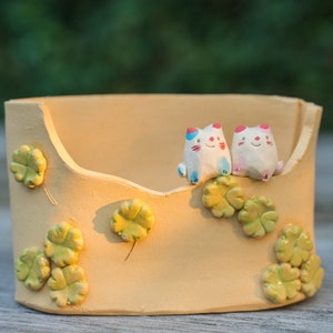 Japanese Cute Cat Vase, Adorable Kitten Vase, Home Decor, Home Art,Christmas Gift,