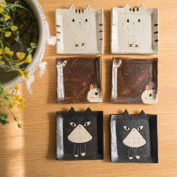 Japanese Cute Cat Plates, Kitten Snack Dish