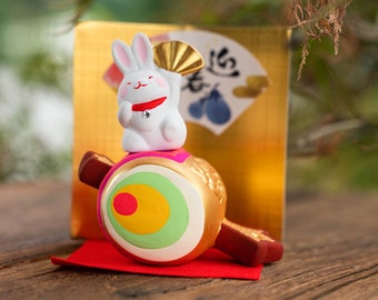 Figurine de lapin mignonne, figurine de lapin adorable, ornement de bureau de lapin, accessoires de bureau Kawaii, année du signe du zodiaque du lapin