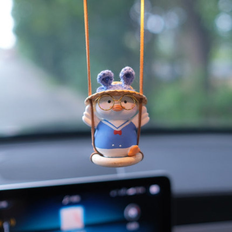 Cute Swing Duck Car Pendant Swing Duck Rearview Mirror Car Etsy