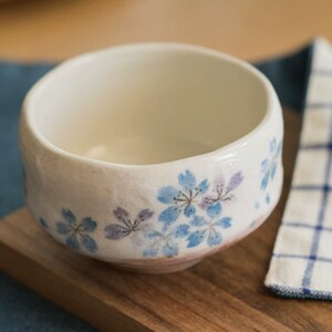 Japanese Sakura Matcha Bowl, Matcha Tea Bowl, Ceramic Matcha Tea Bowl With Pink Sakura, Japanese Traditional Sakura Tea Cup F