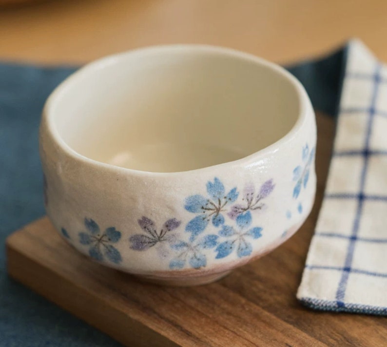 Japanese Sakura Matcha Bowl, Matcha Tea Bowl, Ceramic Matcha Tea Bowl With Pink Sakura, Japanese Traditional Sakura Tea Cup image 6