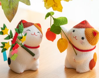 Japanese Cute Cat Figurine, Adorable Kitten Figure,Kawaii Cat Desktop Ornament,Kawaii Kitten Desk Accessories,Cat Lover Gift, Cat Home Decor