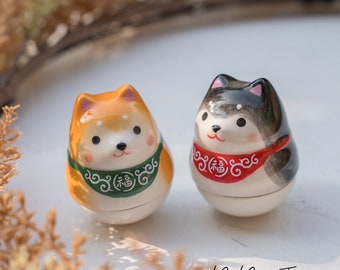 Japanese Cute Shina Inu Dog Figurine Roly-Poly Toy, Shiba Desktop Ornament, Shiba Room Home Decor, Shiba Inu Tumbler, Shiba Inu Gift