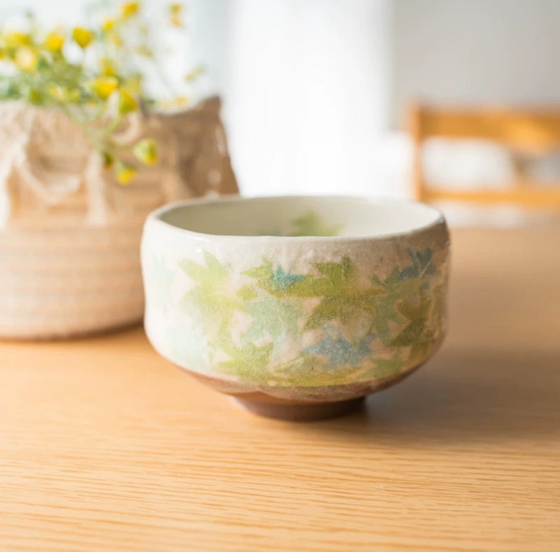 Japanese Sakura Matcha Bowl, Matcha Tea Bowl, Ceramic Matcha Tea Bowl With Pink Sakura, Japanese Traditional Sakura Tea Cup E