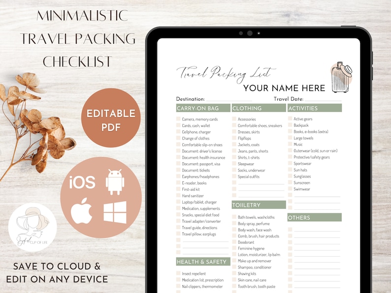 Editable Travel Packing List - Customizable With Your Name - Add or ...