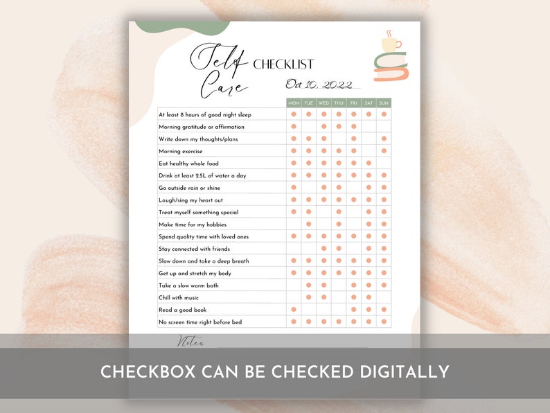 Weekly Self Care Planner - Editable Printable Self Care Checklist ...