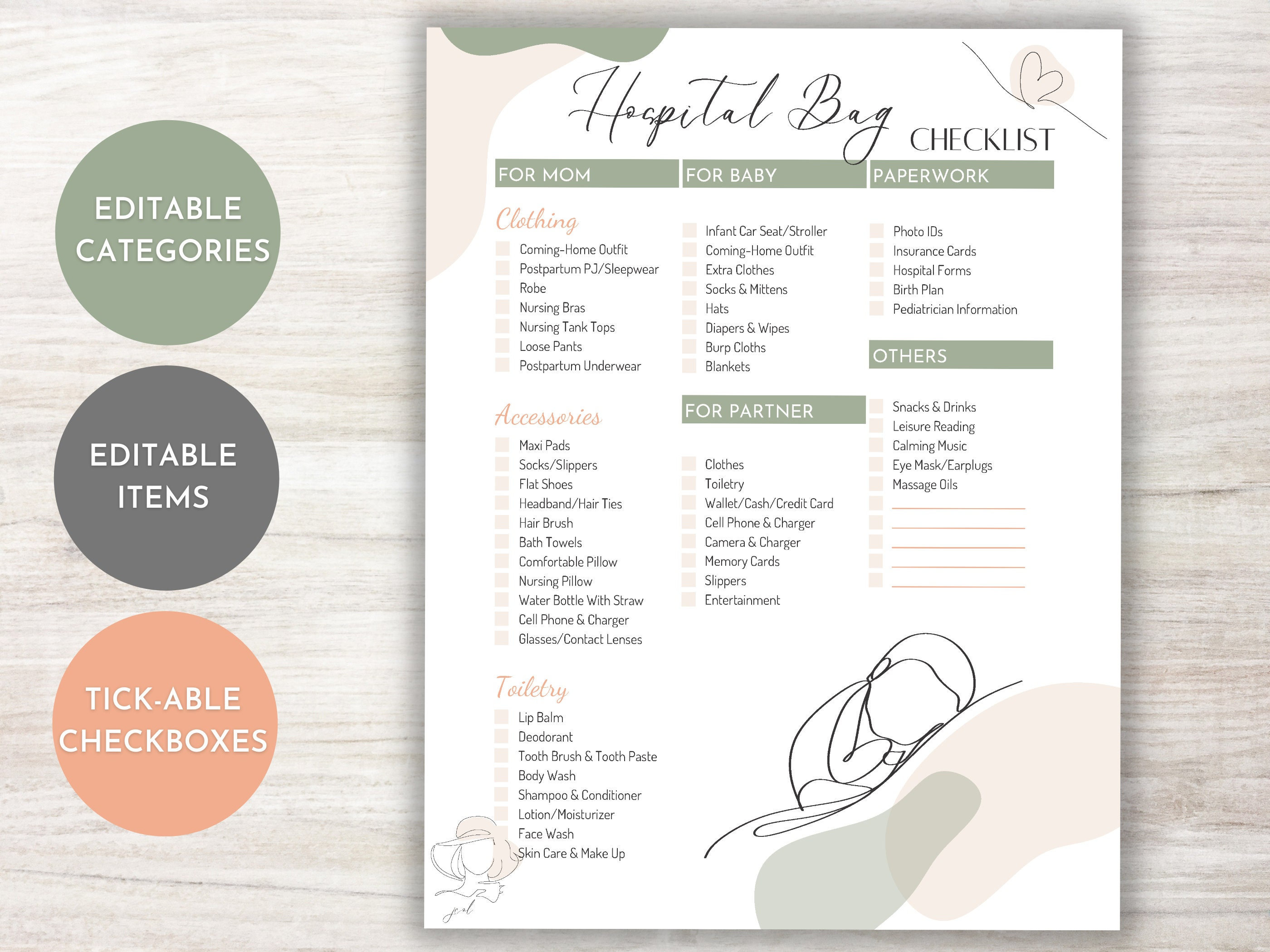 Hospital Bag Checklist Pack Download Only 