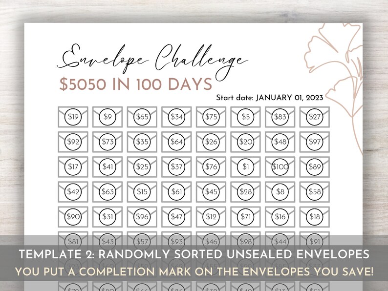 Envelope Raffle Game Interactive 100 Envelopes Challenge - Sure Way to Save 5050 in 100 Days ...