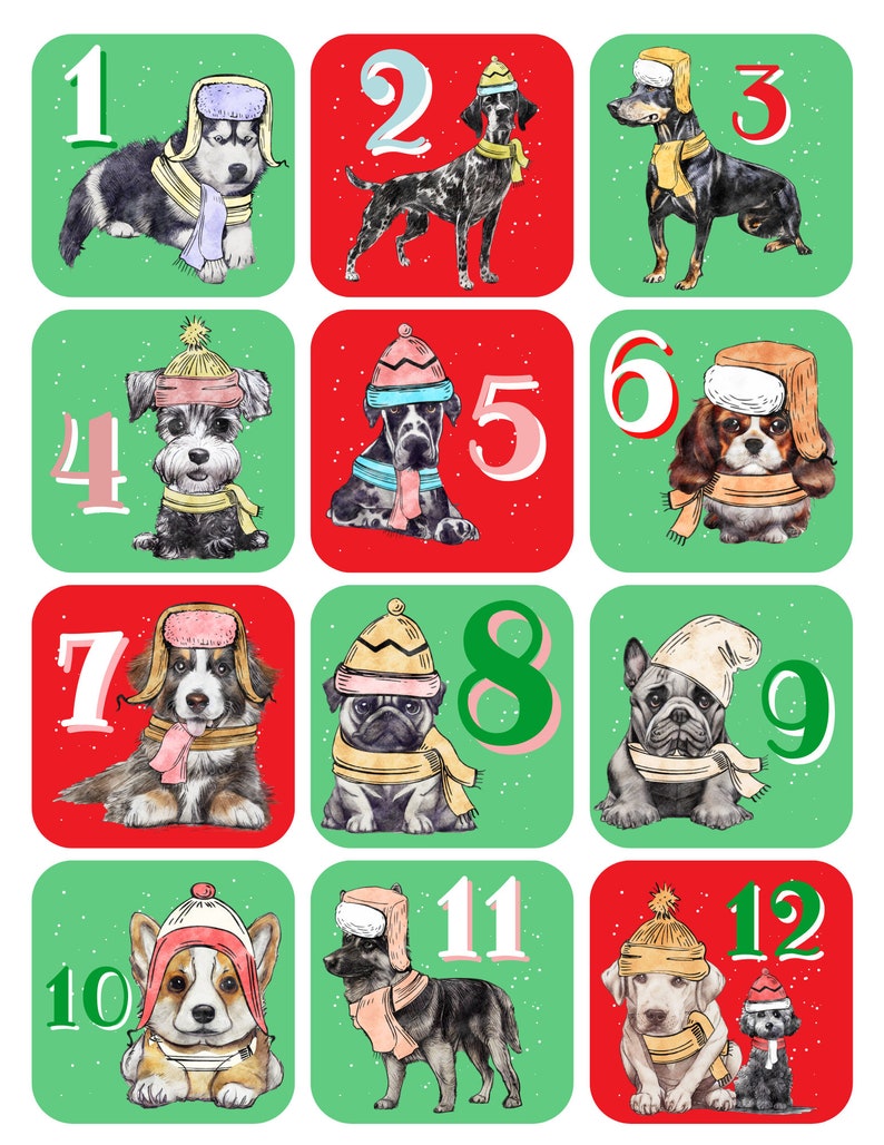 Printable Advent Calendar Numbers, Printable Christmas Stickers Printable Advent Calendar Numbers, Printable Christmas Stickers