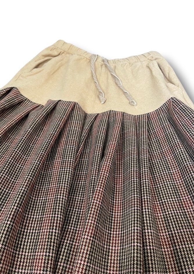 Asymmetric Unique Skirt, Long Skirt, Check Skirt, Boho Style