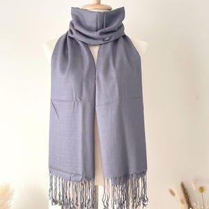 Dark Gray Raw Thai Silk Shawl – Spring / Summer Unisex Scarf – Handwoven Silk Scarf
