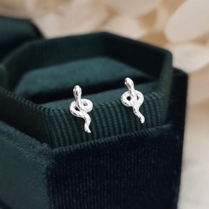 Tiny Snake 925 Sterling Silver Stud Earrings – Minimalist Snake Studs in Solid Silver – Elegant Animal Jewelry Gift for Her